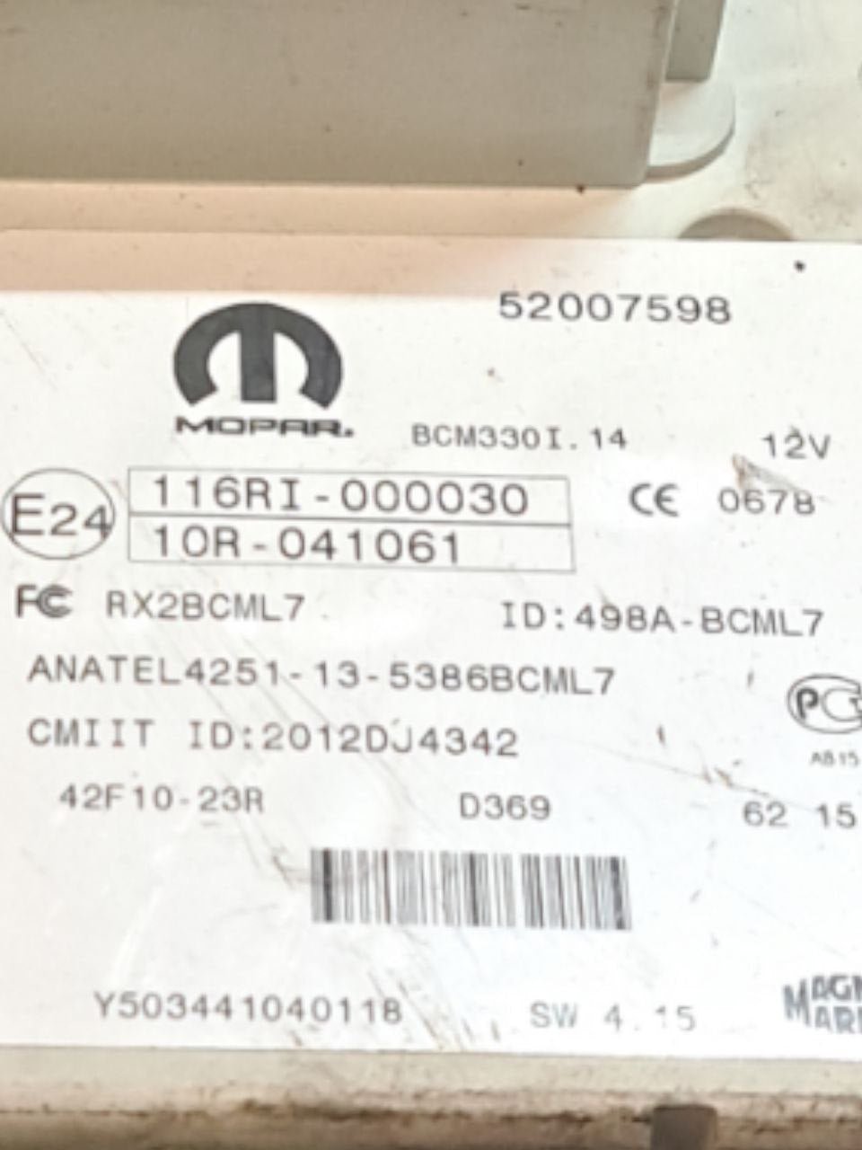 Centralina / Body Computer Fiat 500L 1.3 diesel (2014>) COD:52007598 - F&P CRASH SRLS - Ricambi Usati