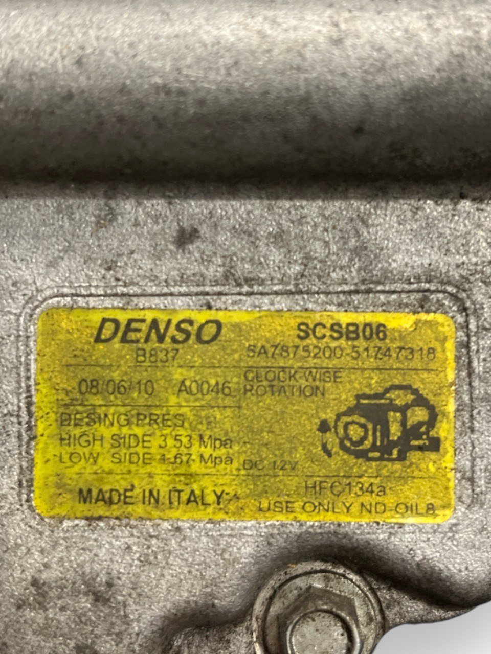 Compressore Clima Aria Condizionata Fiat 500 1.4 Benzina (2007>) cod : 5A7875200 - 51747318 - F&P CRASH SRLS - Ricambi Usati