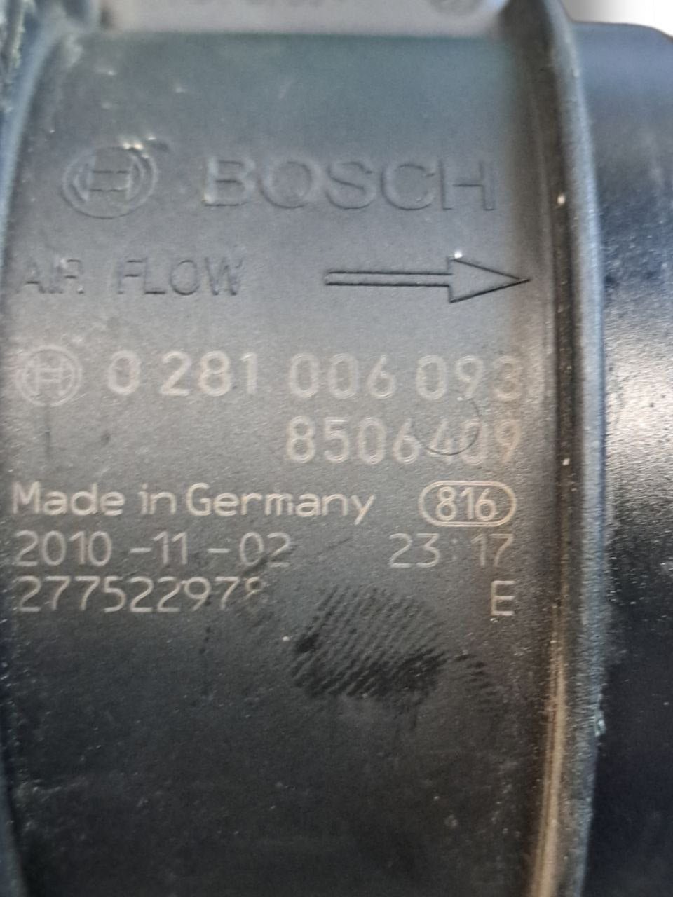 Debimetro / Flussometro Bmw serie 1 X1 E84 / E87 / Serie 3 E90 2.0 diesel (2005-2008) COD:0281006093 - F&P CRASH SRLS - Ricambi Usati