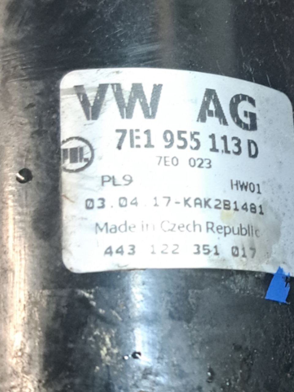 Motorino Tergicristallo Tandem anteriore Volkswagen Transporter (2015>) COD:7E1955113D - F&P CRASH SRLS - Ricambi Usati