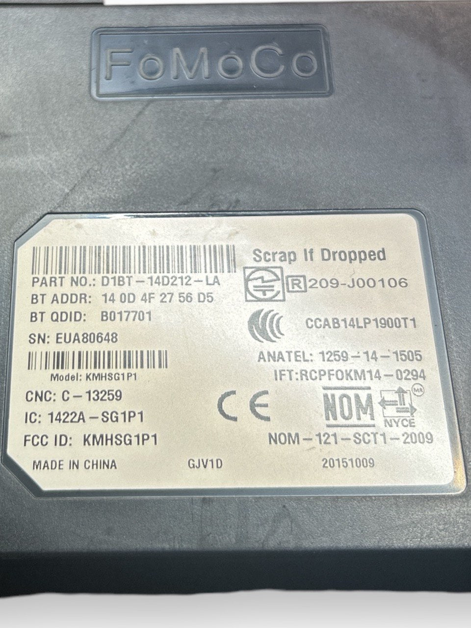 Bluetooth Ford Fiesta VI (2008> 2017) COD.D1BT-14D212-de