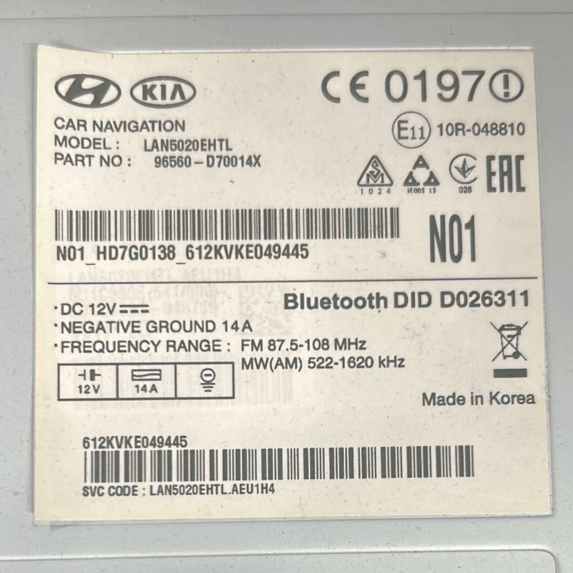 Schermo / Display Hyundai Tucson III cod.96560 - D70014X (2015 > ) + Comandi - F&P CRASH SRLS - Ricambi Usati