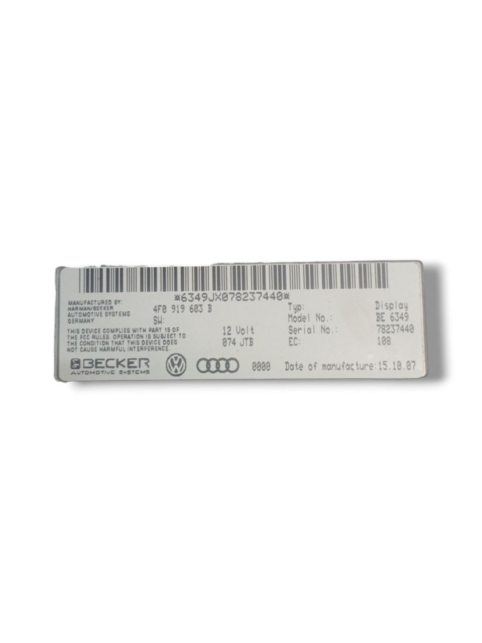 Schermo / Display Multifunzione Audi A6 4F (2007) cod: 4F0919603B - F&P CRASH SRLS - Ricambi Usati