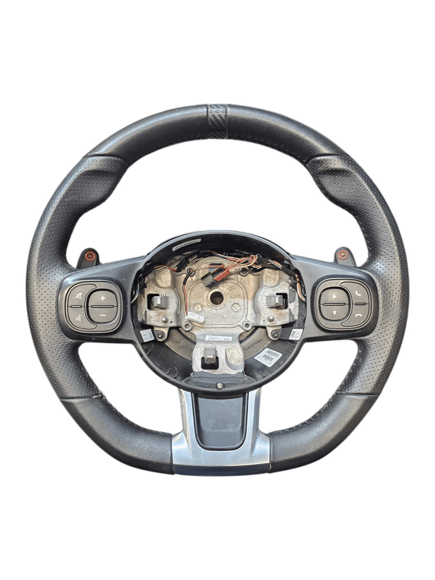 Volante / Sterzo in Pelle Fiat 500 595 Abarth con Palette Cod:34233152E (2020 - >) - F&P CRASH SRLS - Ricambi Usati